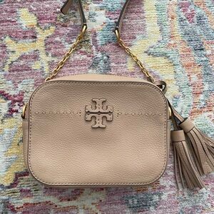 Tory Burch tan camera crossbody